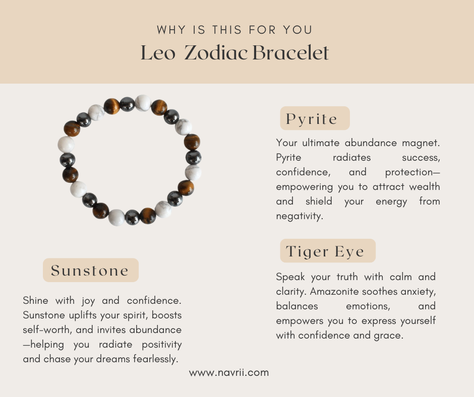 Leo Zodiac Gemstones Bracelet – Confidence, Strength & Radiance ♌︎