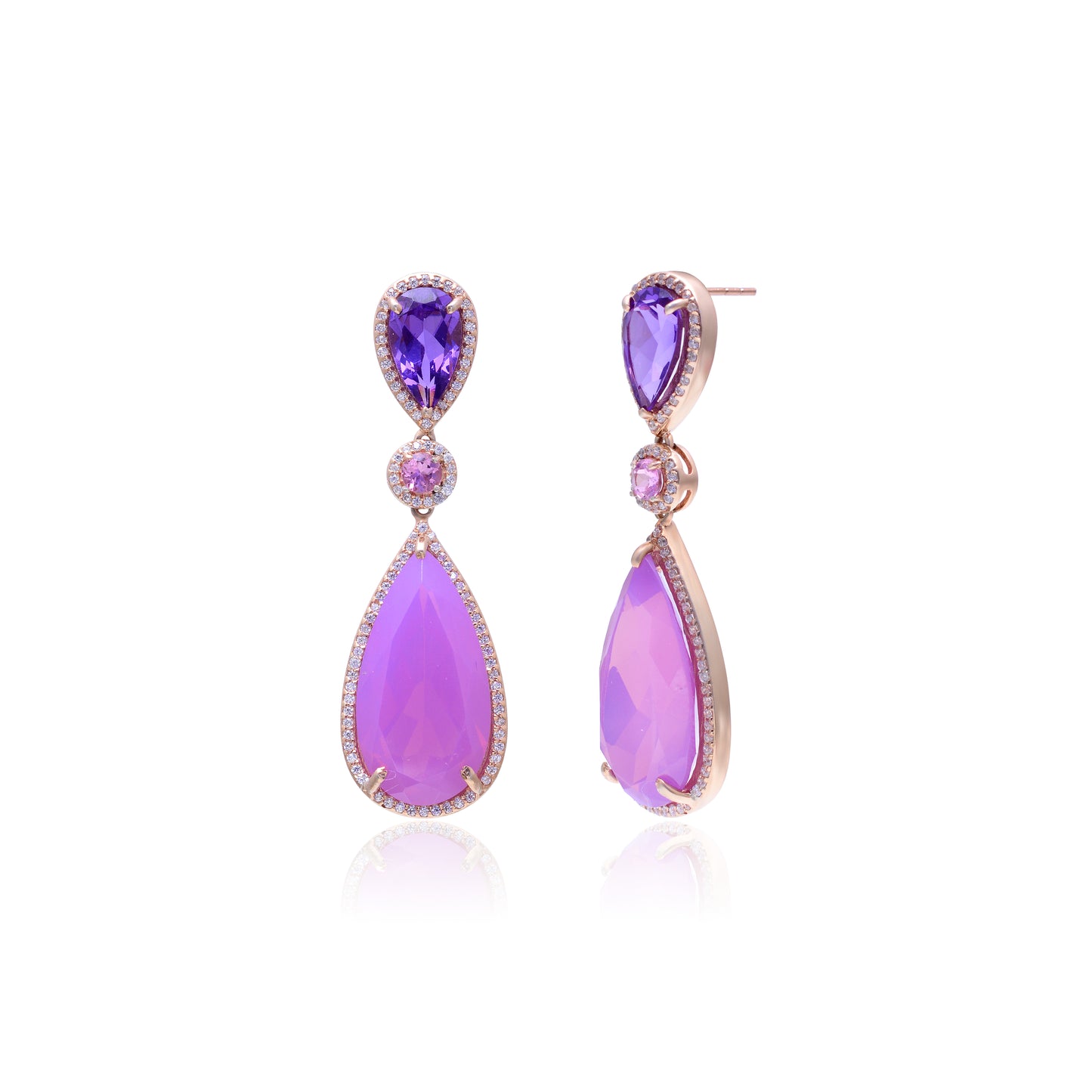 Radiant Lab-Made Gemstone Dangle Drop Earrings
