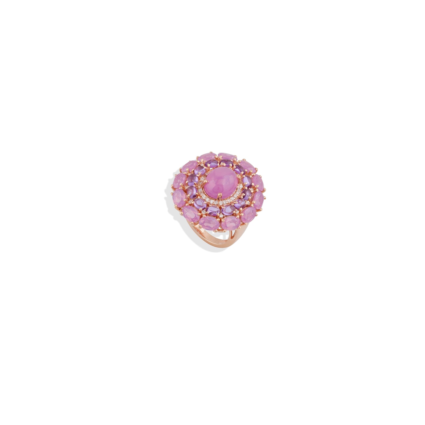 Pink Purple Gemstones Sterling Silver Ring
