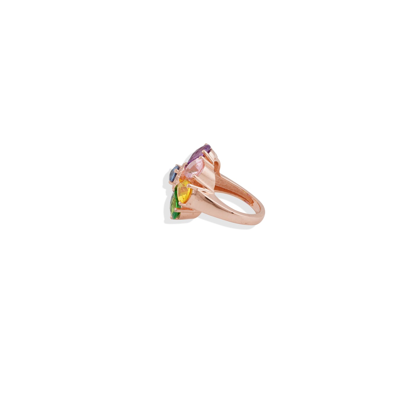 AAA+ Multi Color Gemstones Cocktail Ring In 925 Sterling Silver