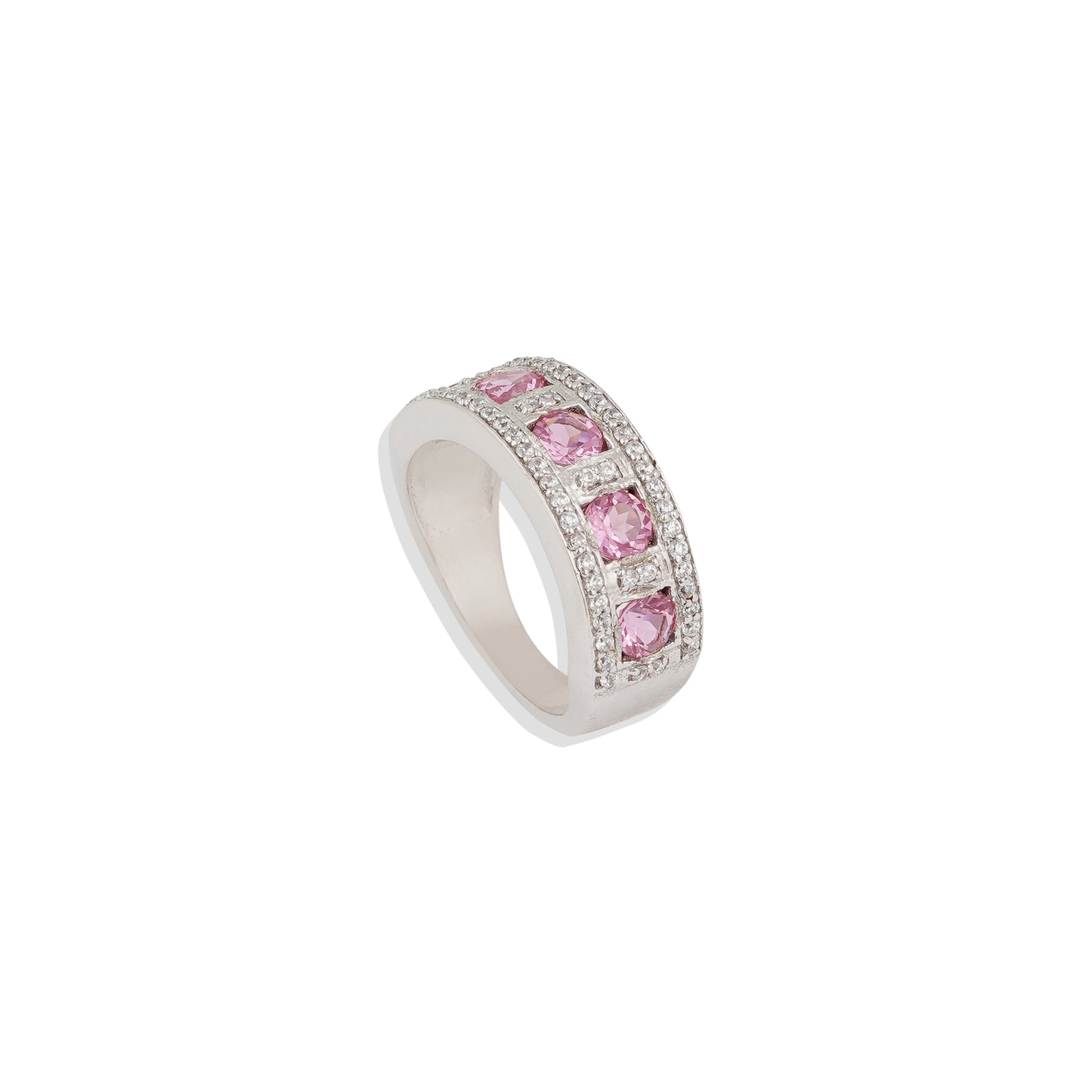 Elegant Ruby Band Ring – 925 Sterling Silver with Rose Gold Finish & CZ Sparkle | Timeless Luxury by Navrii"