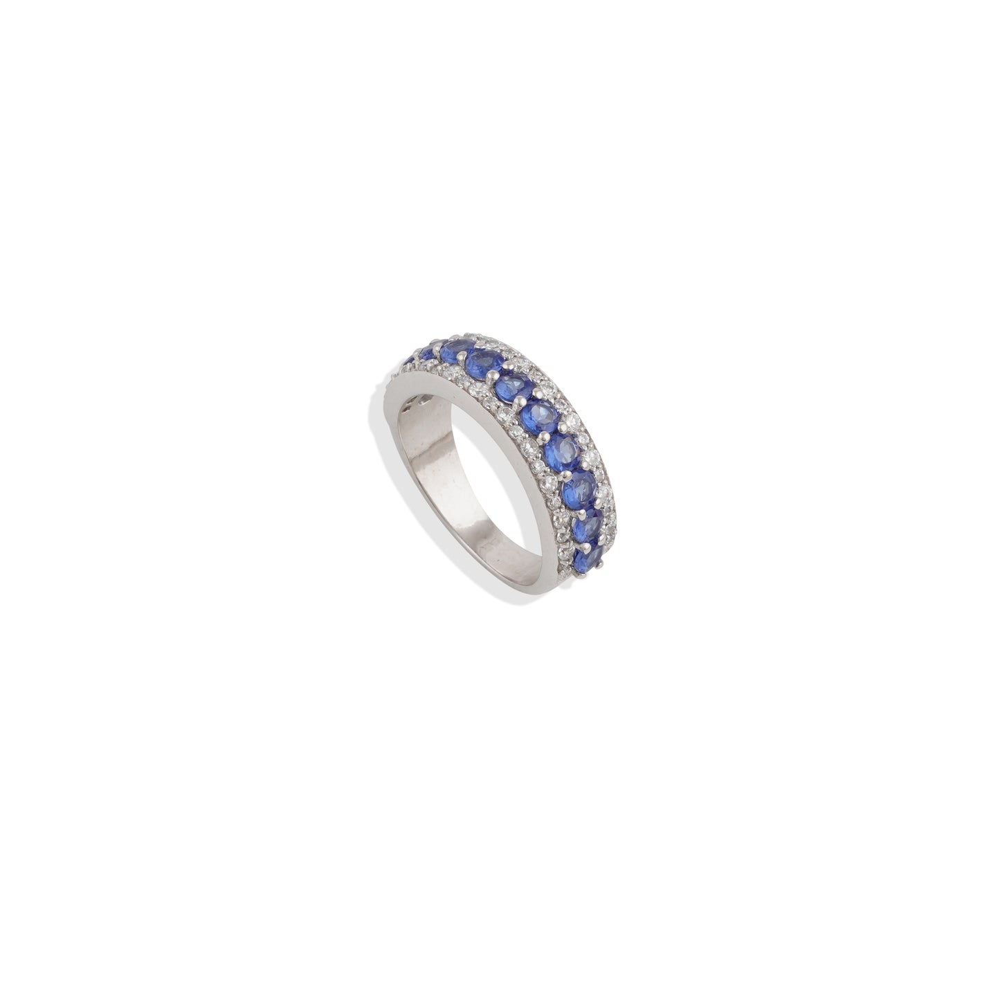 Elegant 925 Sterling Silver Labmade Gemstone Eternity Band Ring- Sapphire, Emerald, Ruby | Navrii with AAA+ Quality CZ Gemstones