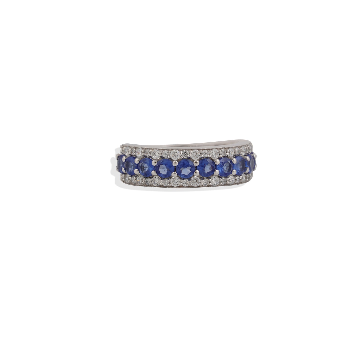 Elegant 925 Sterling Silver Labmade Gemstone Eternity Band Ring- Sapphire, Emerald, Ruby | Navrii with AAA+ Quality CZ Gemstones
