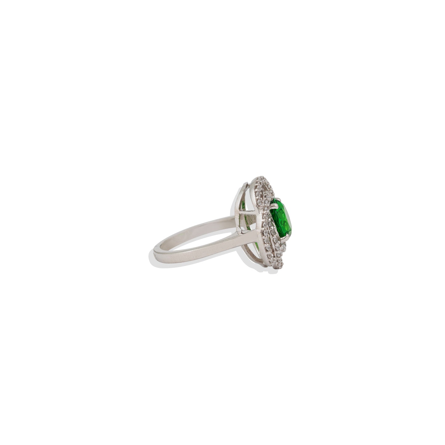 Emerald Halo Swirl Ring – 925 Sterling Silver Statement Ring | Vintage-Inspired Jewelry