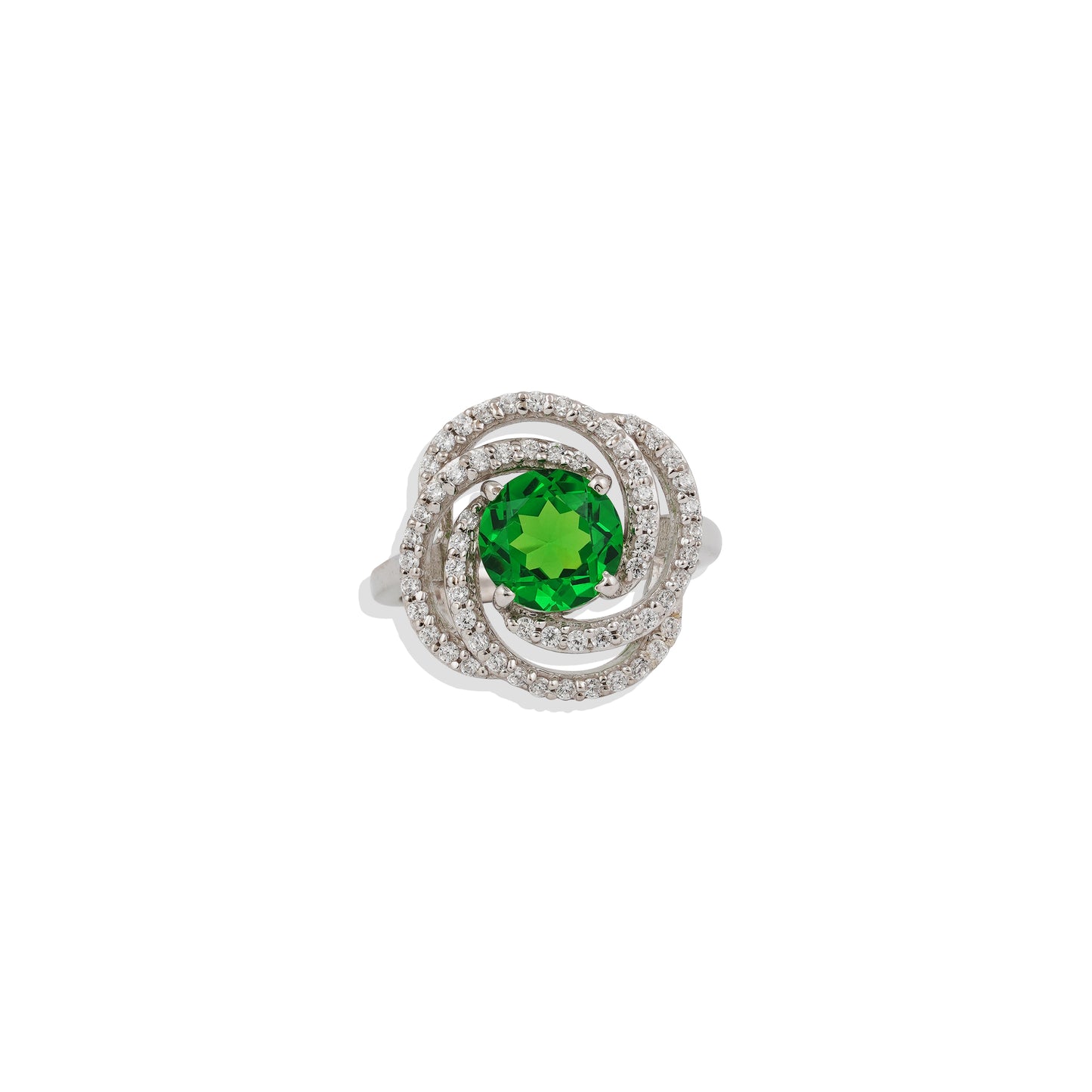 Emerald Halo Swirl Ring – 925 Sterling Silver Statement Ring | Vintage-Inspired Jewelry