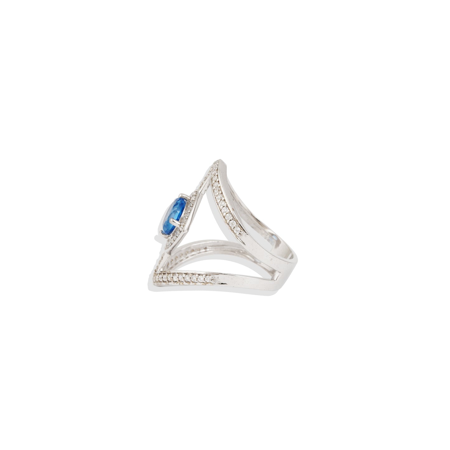 925 Sterling Silver Cocktail Ring with Labmade Blue Sapphire Gemstone
