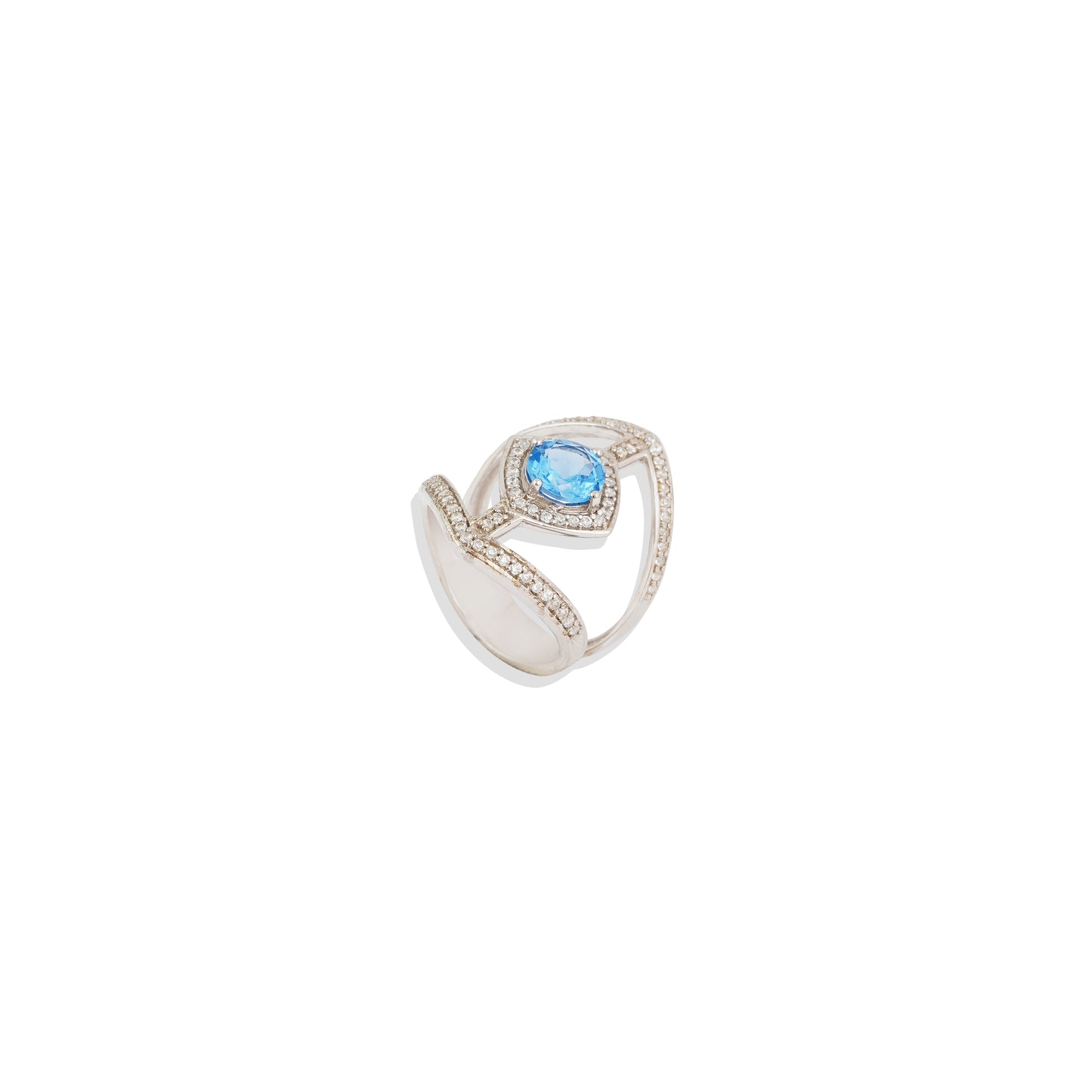 925 Sterling Silver Cocktail Ring with Labmade Blue Sapphire Gemstone