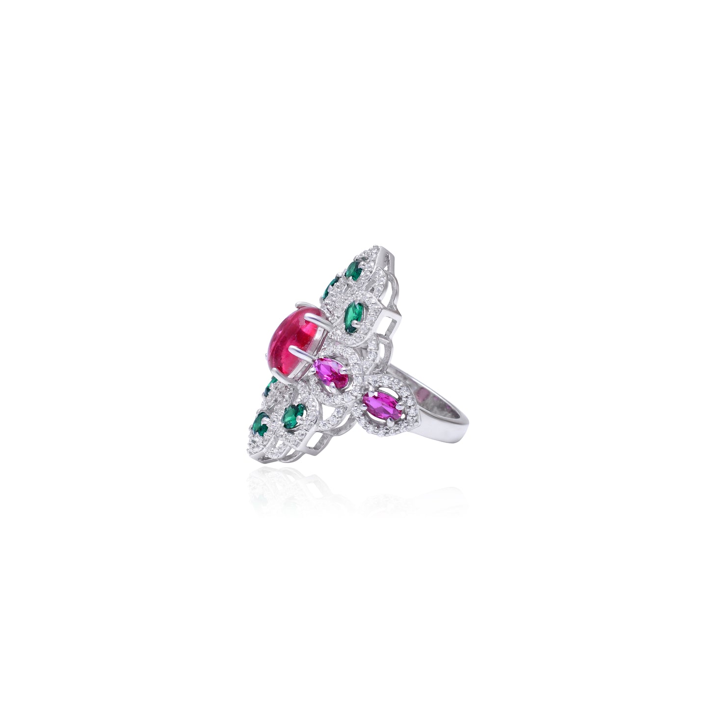 Multicolor Gemstone Cocktail Ring | 925 Sterling Silver Statement Ring | Bold & Elegant Party Jewelry | Unique Gift for Her | Limited Edition