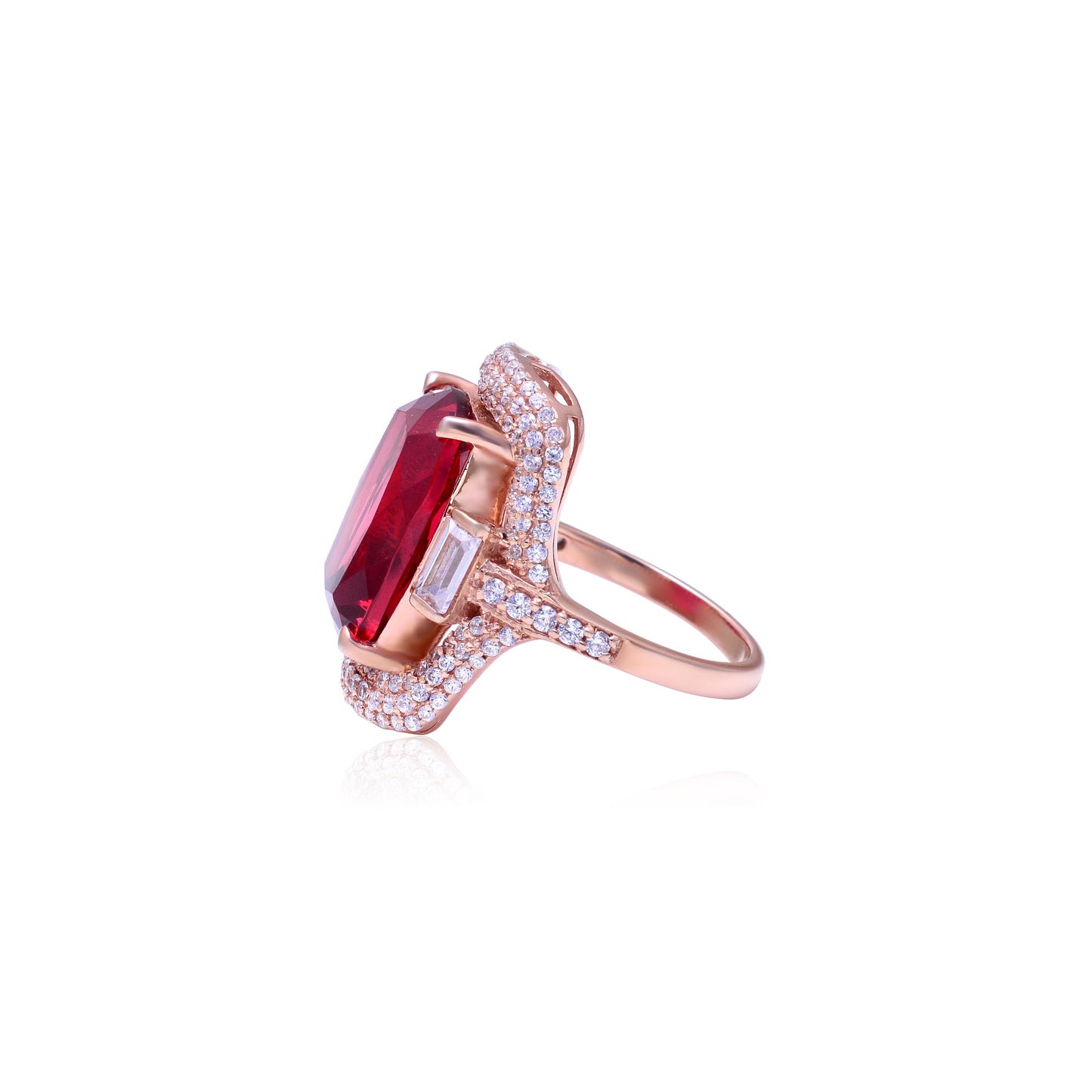 Lab made Ruby Gemstones Sterling Silver Ring