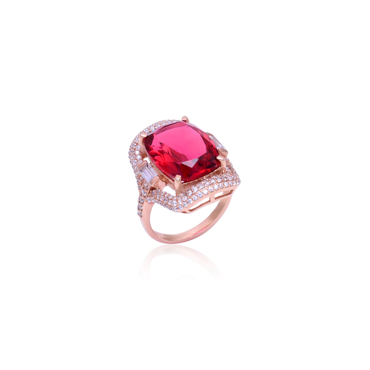 Lab made Ruby Gemstones Sterling Silver Ring