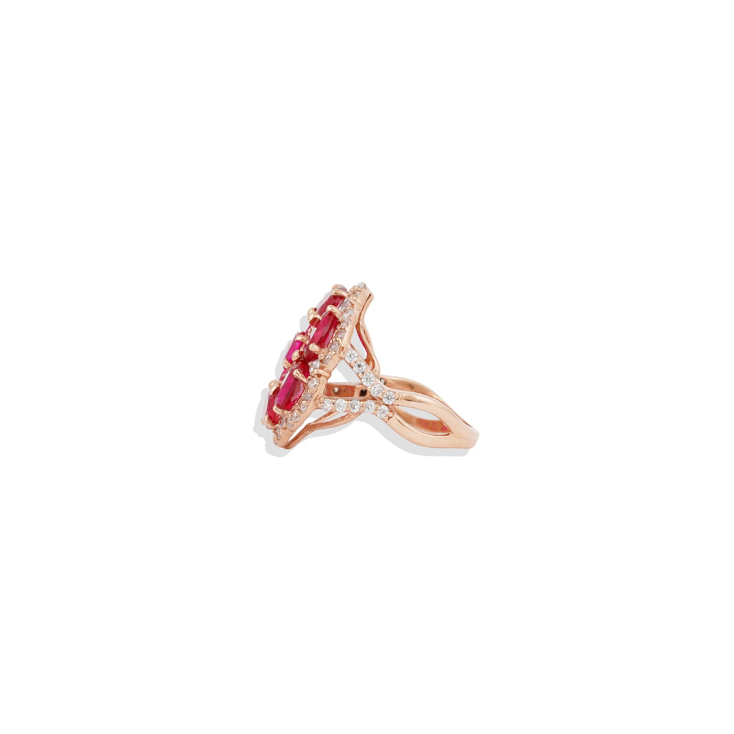✨ Radiant Ruby & Diamond Ring – Rose Gold 925 Sterling Silver Vintage-Inspired Cocktail Ring – Limited Edition Glamorous Jewelry