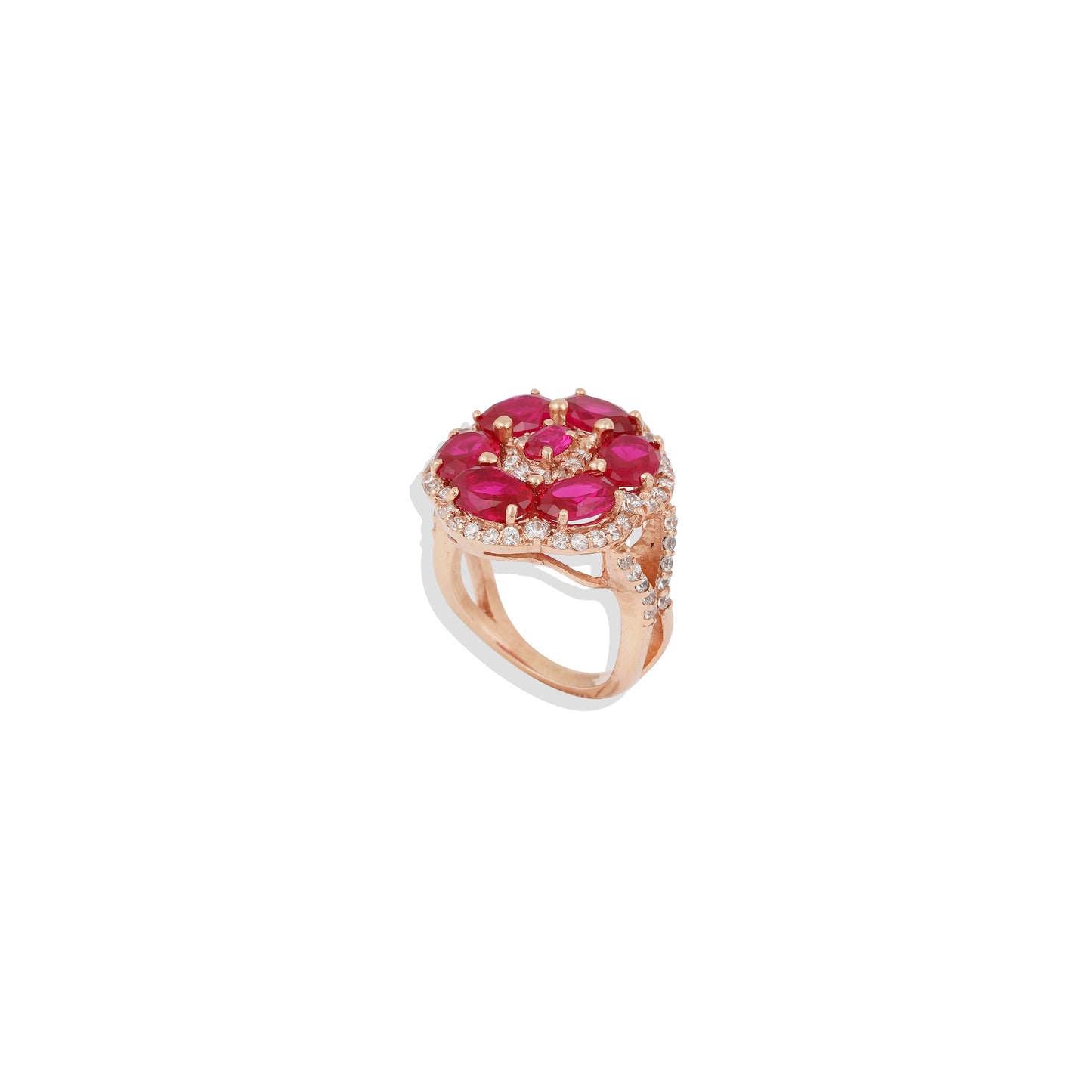 ✨ Radiant Ruby & Diamond Ring – Rose Gold 925 Sterling Silver Vintage-Inspired Cocktail Ring – Limited Edition Glamorous Jewelry