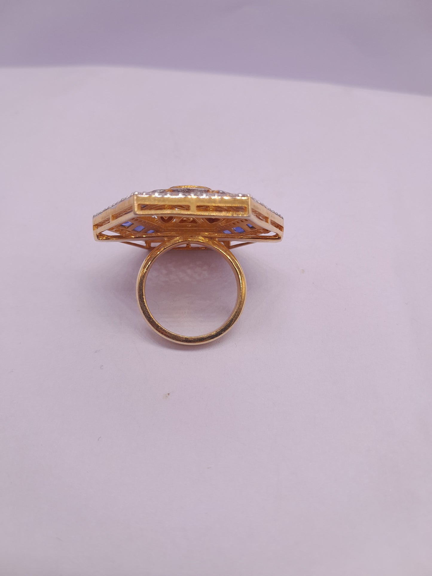 Silver Moissanite Polki Ring, Royal charm Indian Wedding Jewellery, Statement Ring