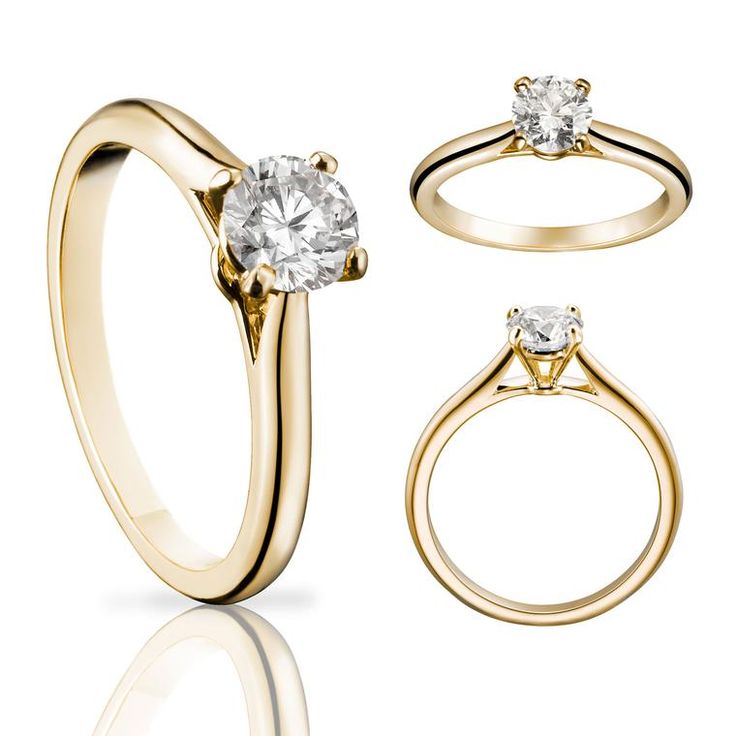 Moissanite Solitaire Engagement Ring – Classic Round Cut, 925 Sterling Silver, Gold Plated, Minimalist Wedding Ring, Dainty Promise Ring, Anniversary Gift for Her