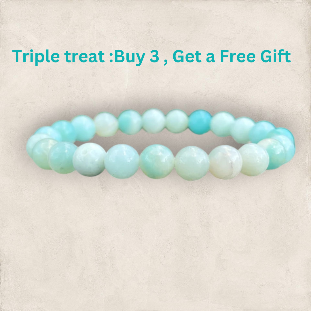 AAA+ Amazonite Crystal Healing Bracelet - Energizes throat chakra