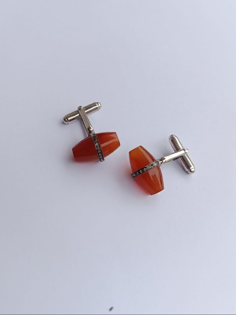 Orange Onyx Cufflinks in 925 Silver – A Statement of Power & Prestige