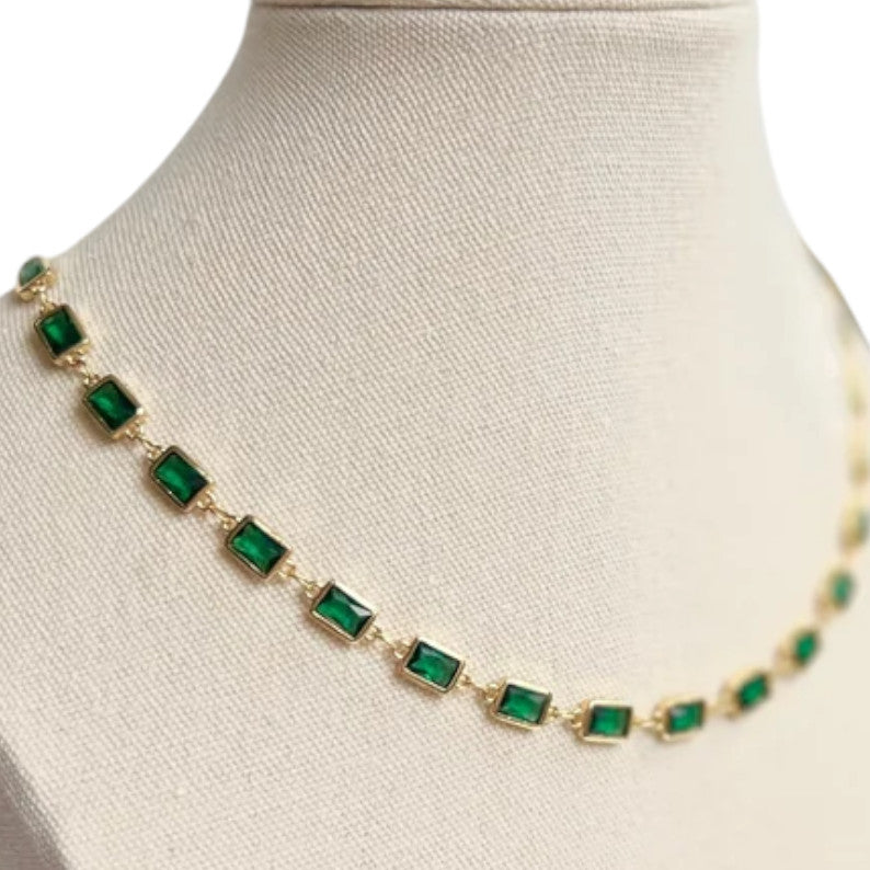 Emerald choker necklace ,statement necklace for women