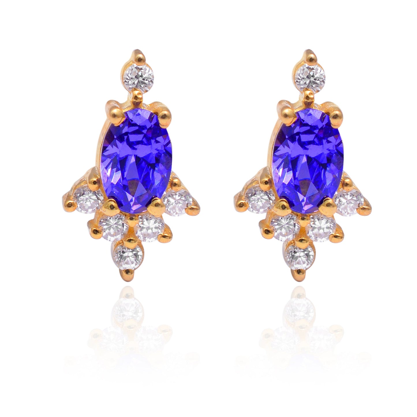 Labmade Purple Sapphire Stud Earring In Sterling Silver