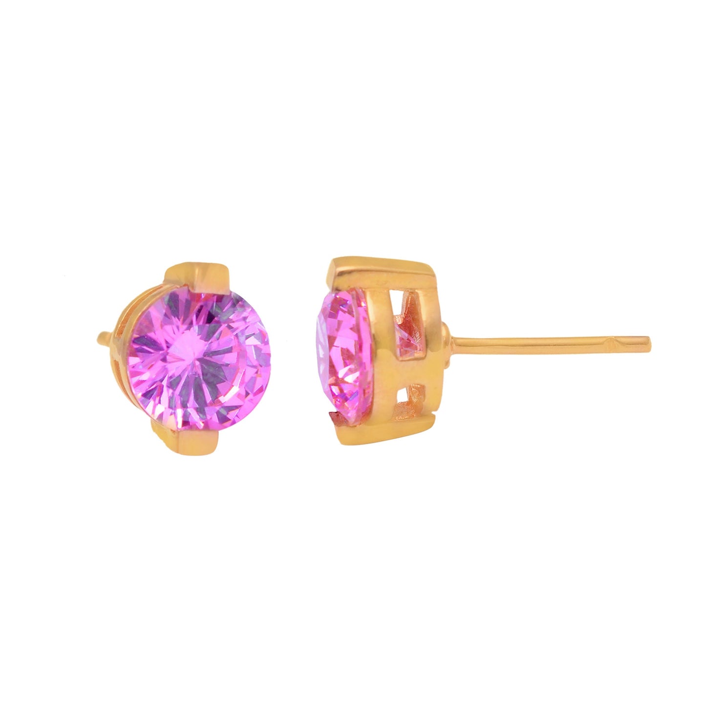 Minimal Stud Labmade Pink Sapphire Earring
