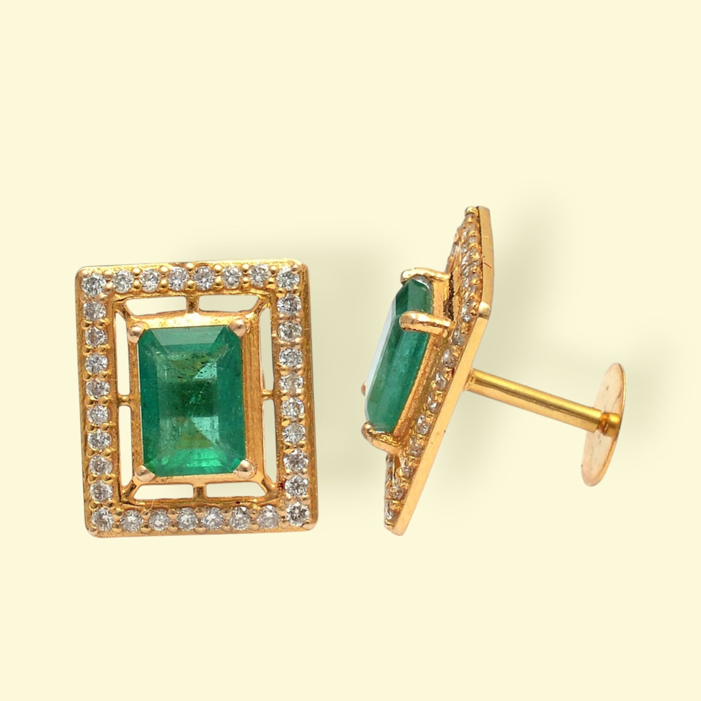 Lab Made Emerald CZ \ Moissanite Stud Earrings 925 Sterling Silver, Dainty Wedding Jewelry,Gemstone Earrings for Her,Gift for her Valentine