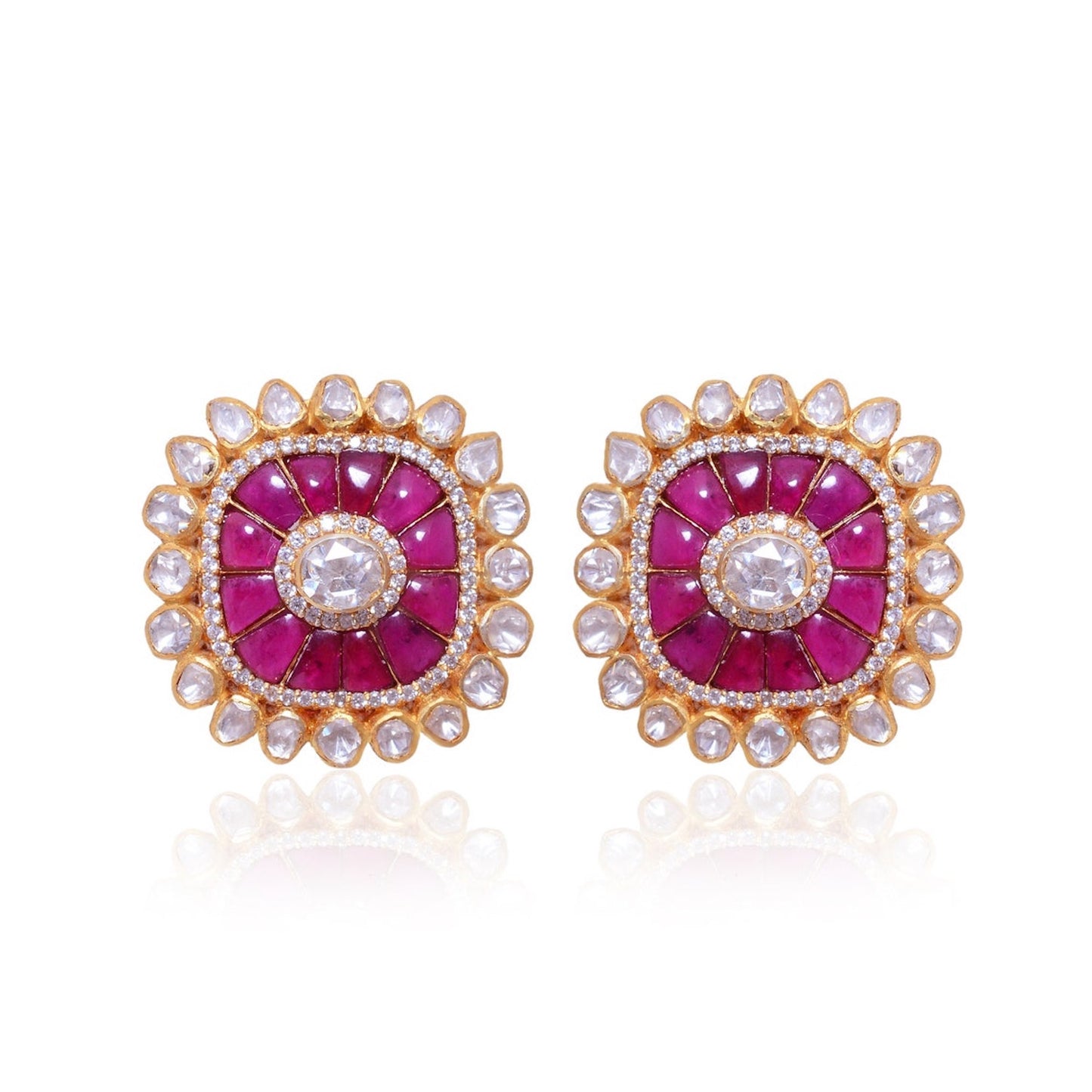 Ruby Stud Earrings, Silver Stud Earring, Moissanite Earrings, 925 Sterling Silver Valentine Day Gift, Gemstone Earring, Wedding Earrings