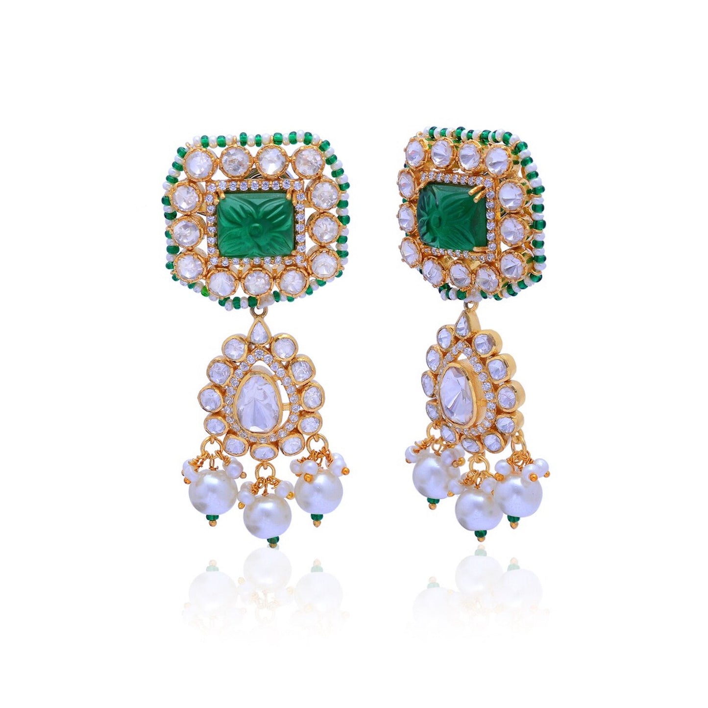 Gorgeous White Miossanite Earring, Dangle Drop Earring, Emerald Earrings, 925 Sterling Silver Earring, Pearl Earring classy wedding earring