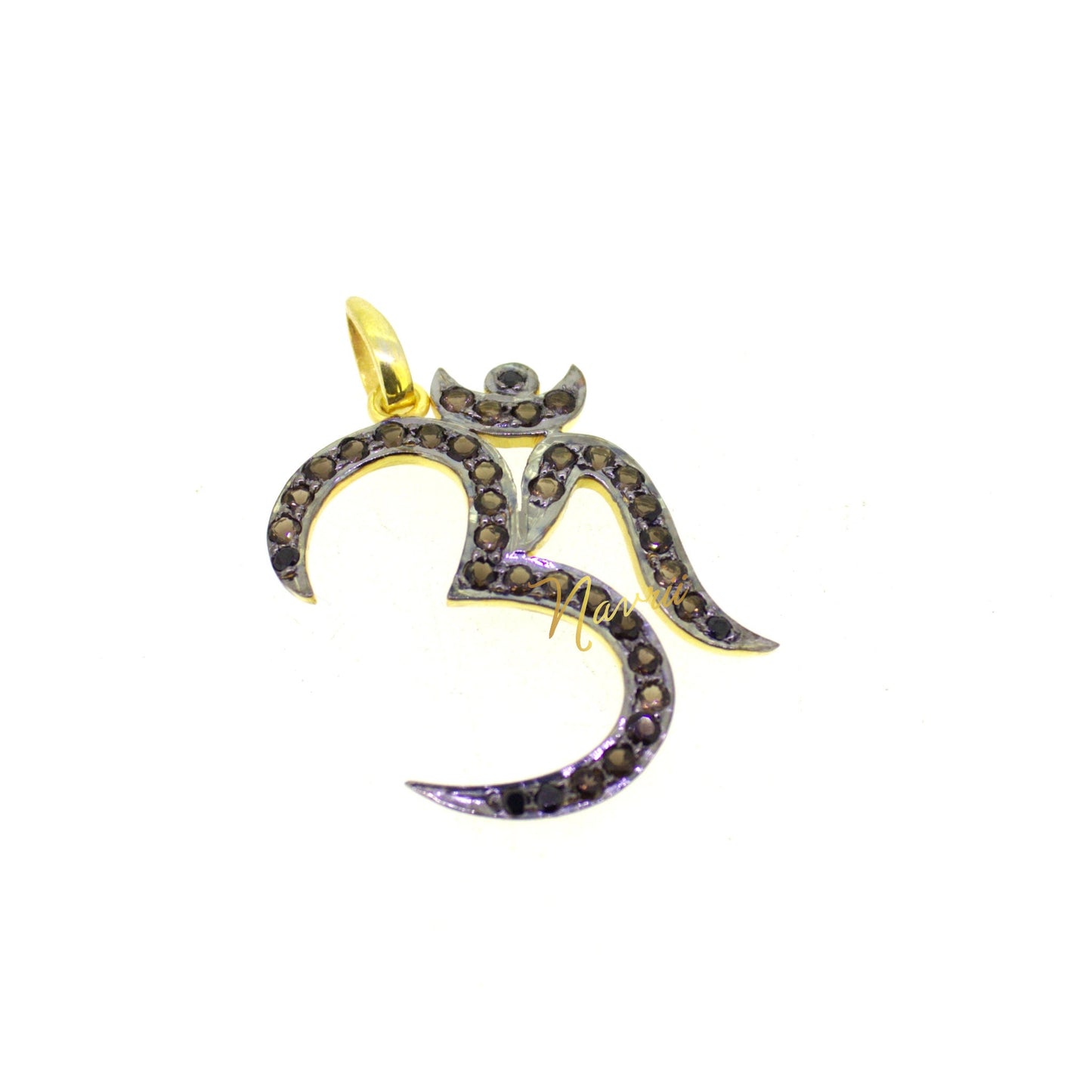 Natural Smokey Quartz Om Pendant, Citrine & Black onyx Om Pendant
