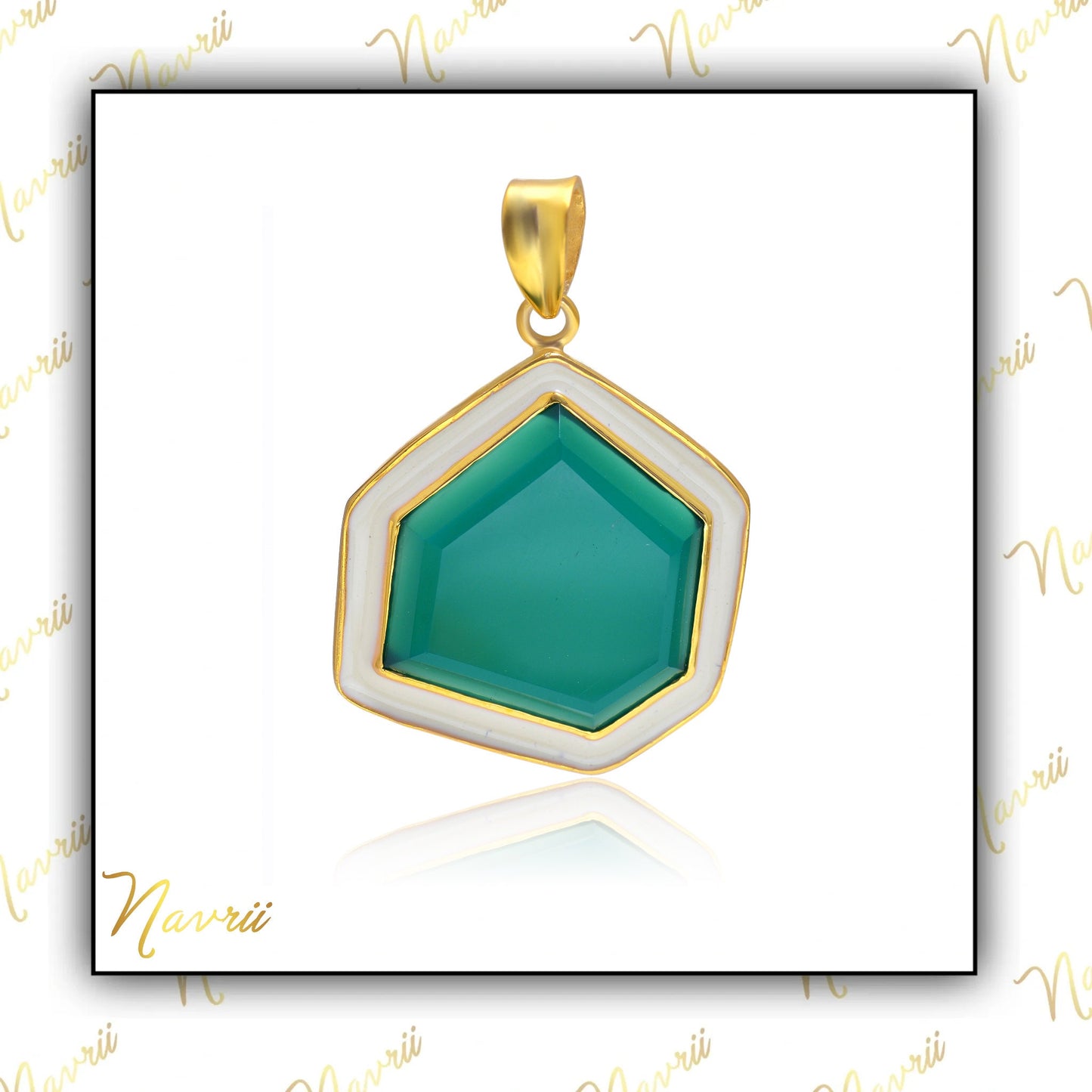 Natural Onyx Enamel Pendant