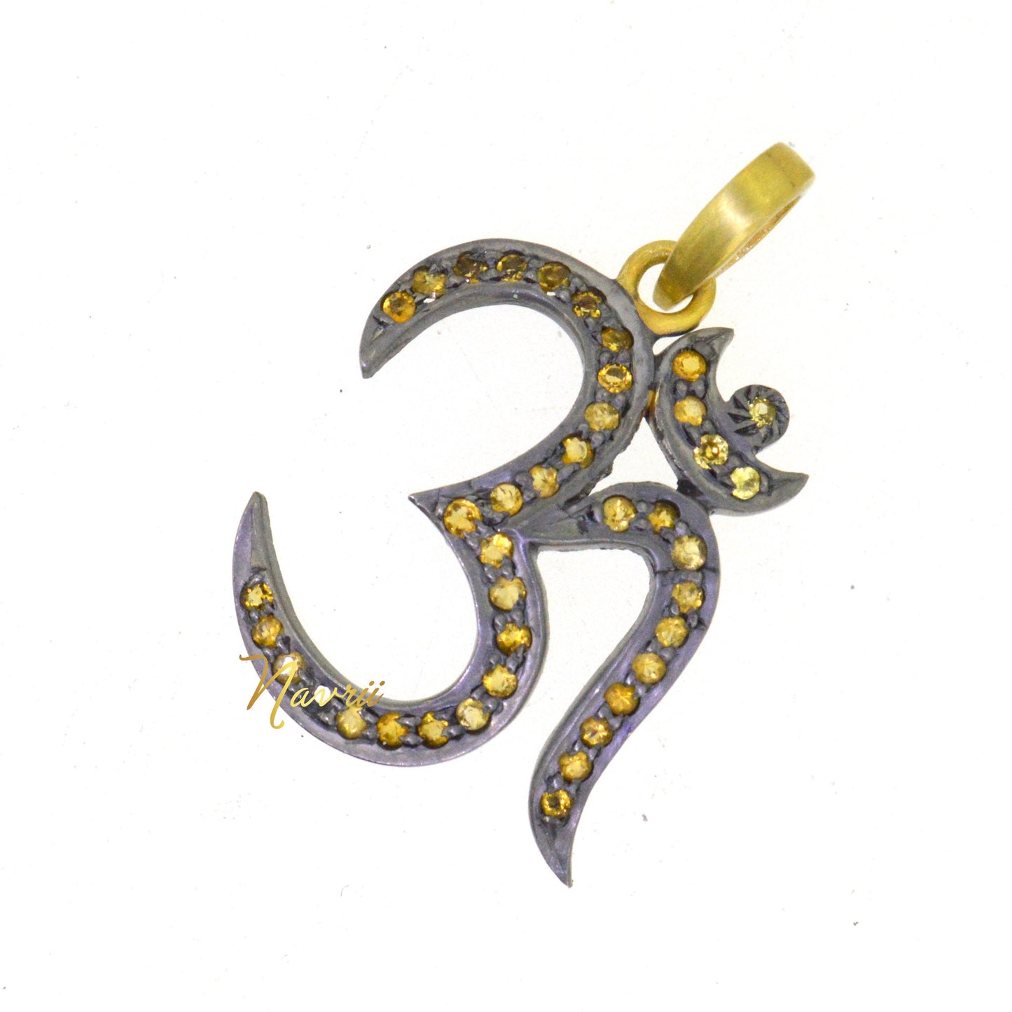 Natural Smokey Quartz Om Pendant, Citrine & Black onyx Om Pendant