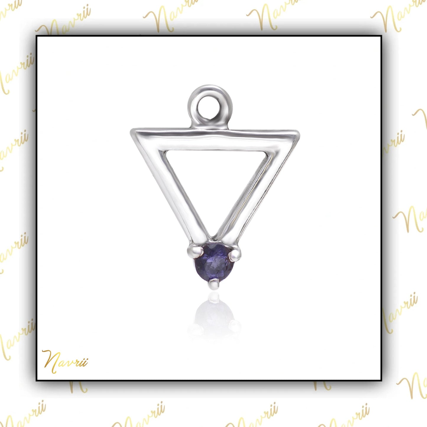 Natural Lolite Halo Charm Gemstone Pendant