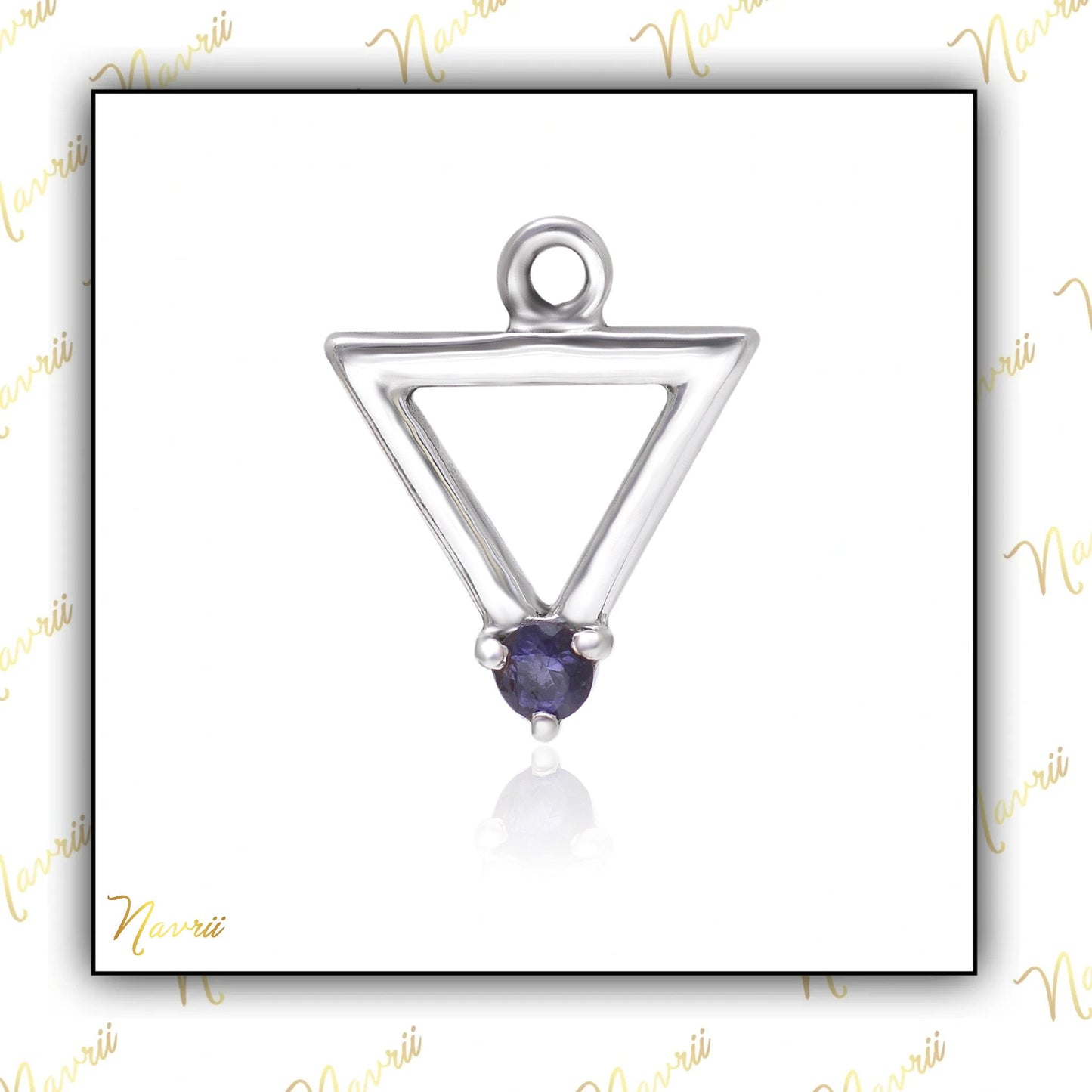 Natural Lolite Halo Charm Gemstone Pendant