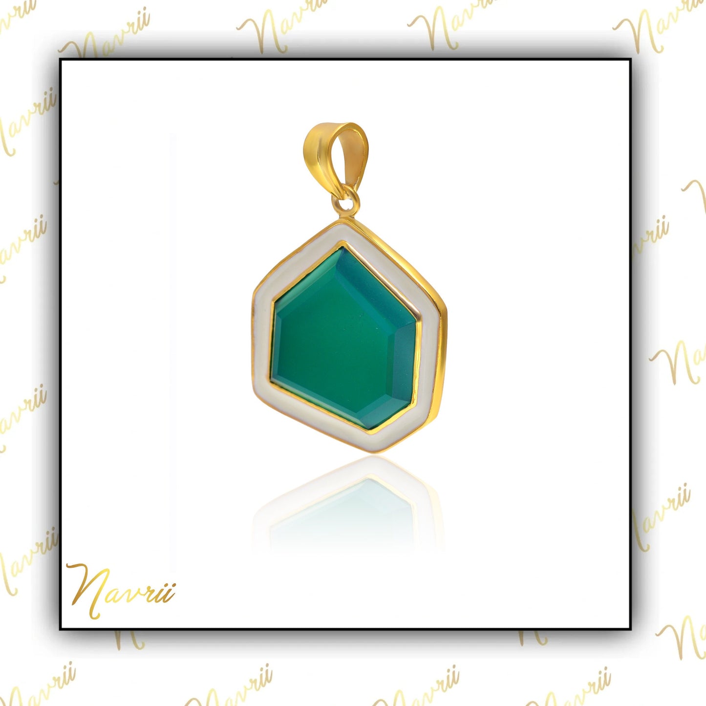 Natural Onyx Enamel Pendant