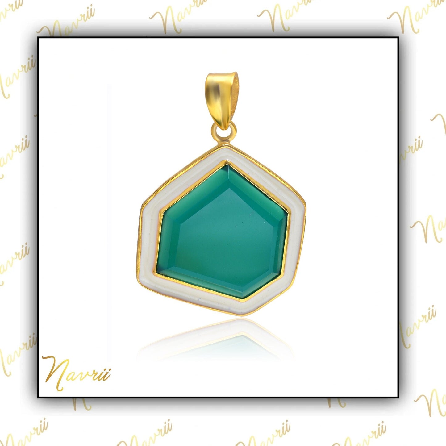 Natural Onyx Enamel Pendant