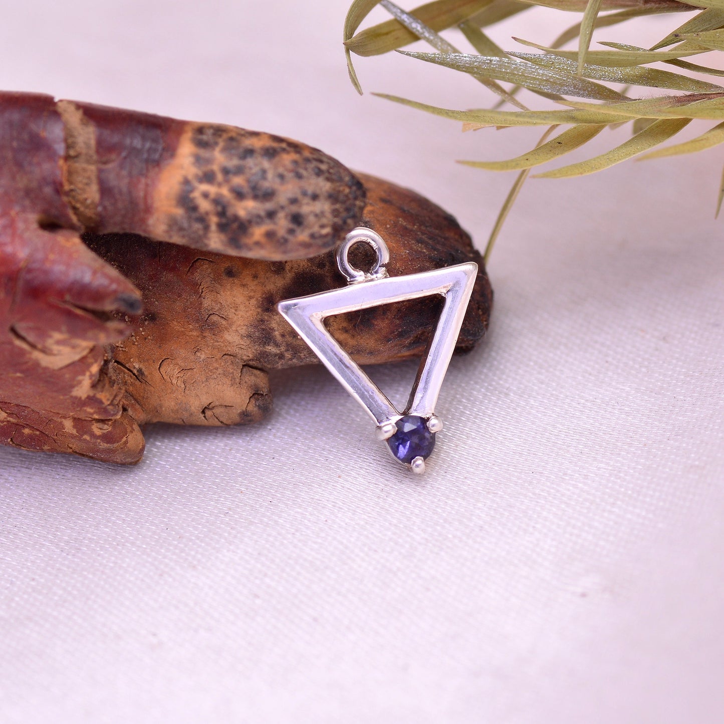 Natural Lolite Halo Charm Gemstone Pendant