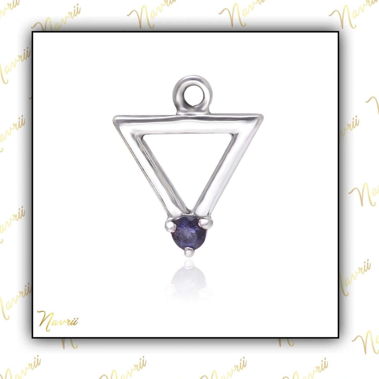Natural Lolite Halo Charm Gemstone Pendant