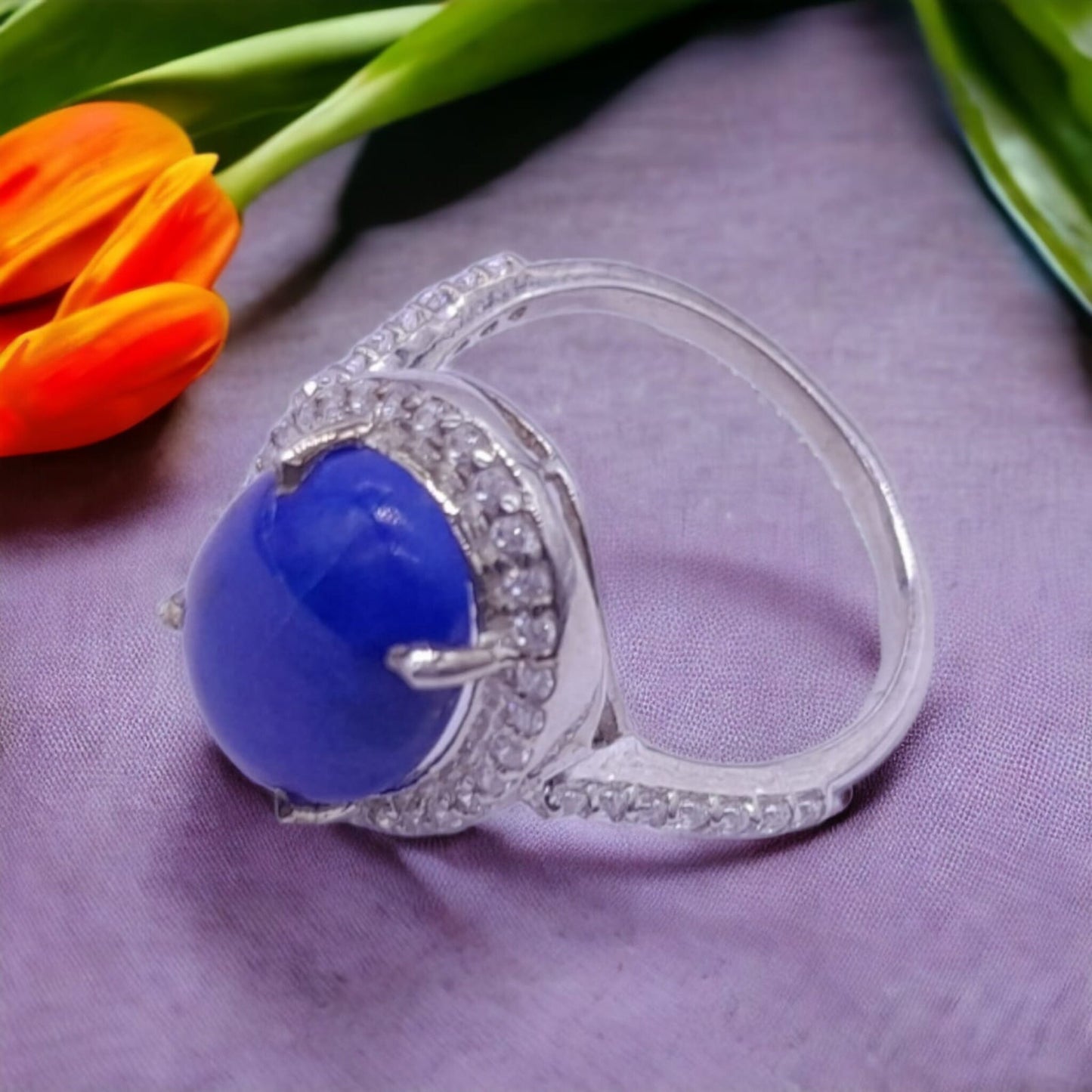 Gemstone ring sterling silver ring with AAA American Diamonds statement ring for gift women lab made gemstones silver ring band birthstone