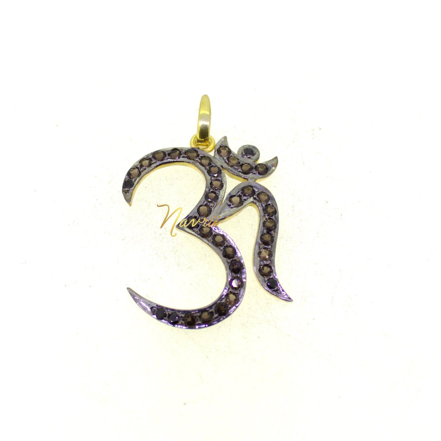Natural Smokey Quartz Om Pendant, Citrine & Black onyx Om Pendant