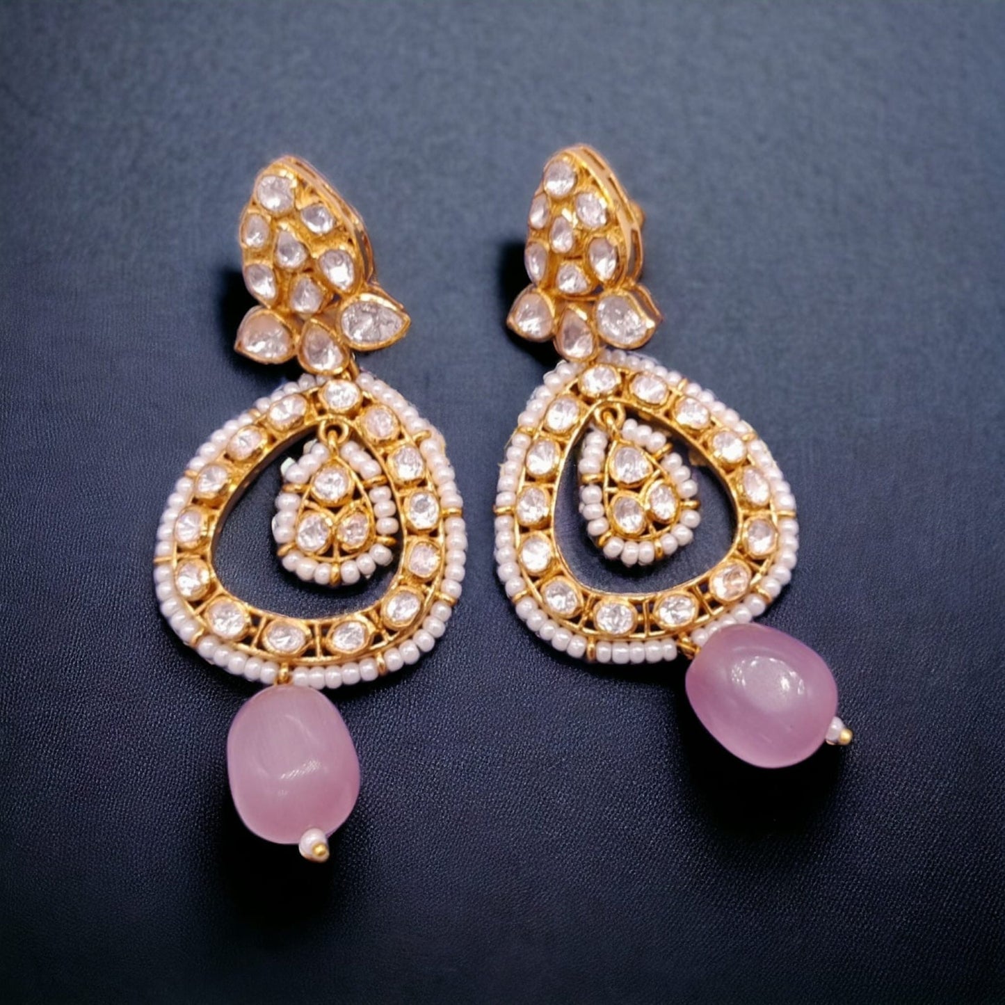 Silver Moissanite Polki Earring, Statement Polki Earring, Indian Wedding Jewelry, Indian Jewelry, Indian Traditional Jewelry, Chandbali Gift