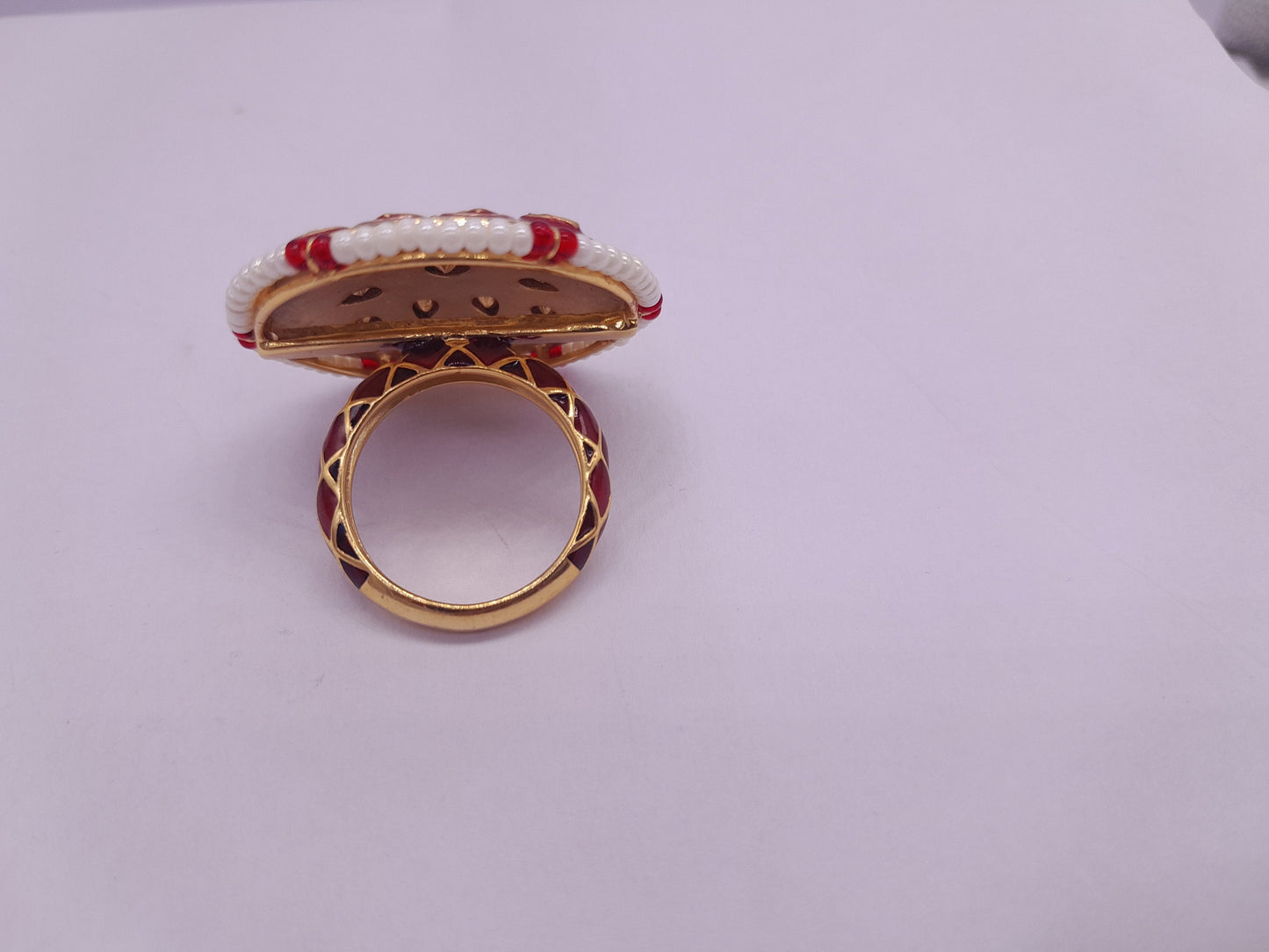 Silver Moissanite Polki Ring, Enamel Ring, Polki Ring, Polki Statement Ring, Silver Cocktail Ring, Wedding Ring, Traditional Silver Ring