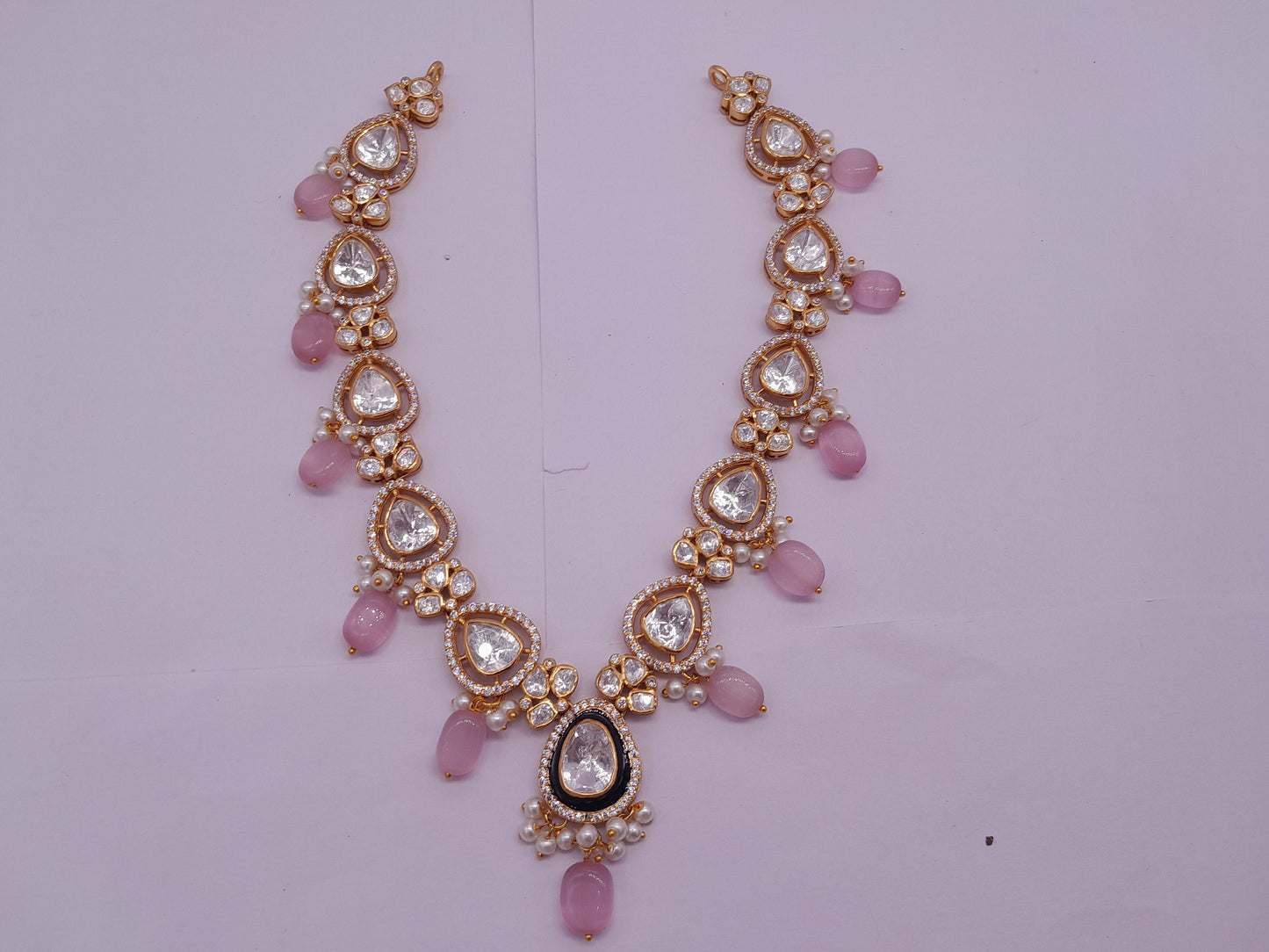 Silver Moissanite Polki Necklace, Indian Traditional Wedding Jewelry, Bridal Kundan Polki Necklace, Moissanite Necklace, Statement Necklace