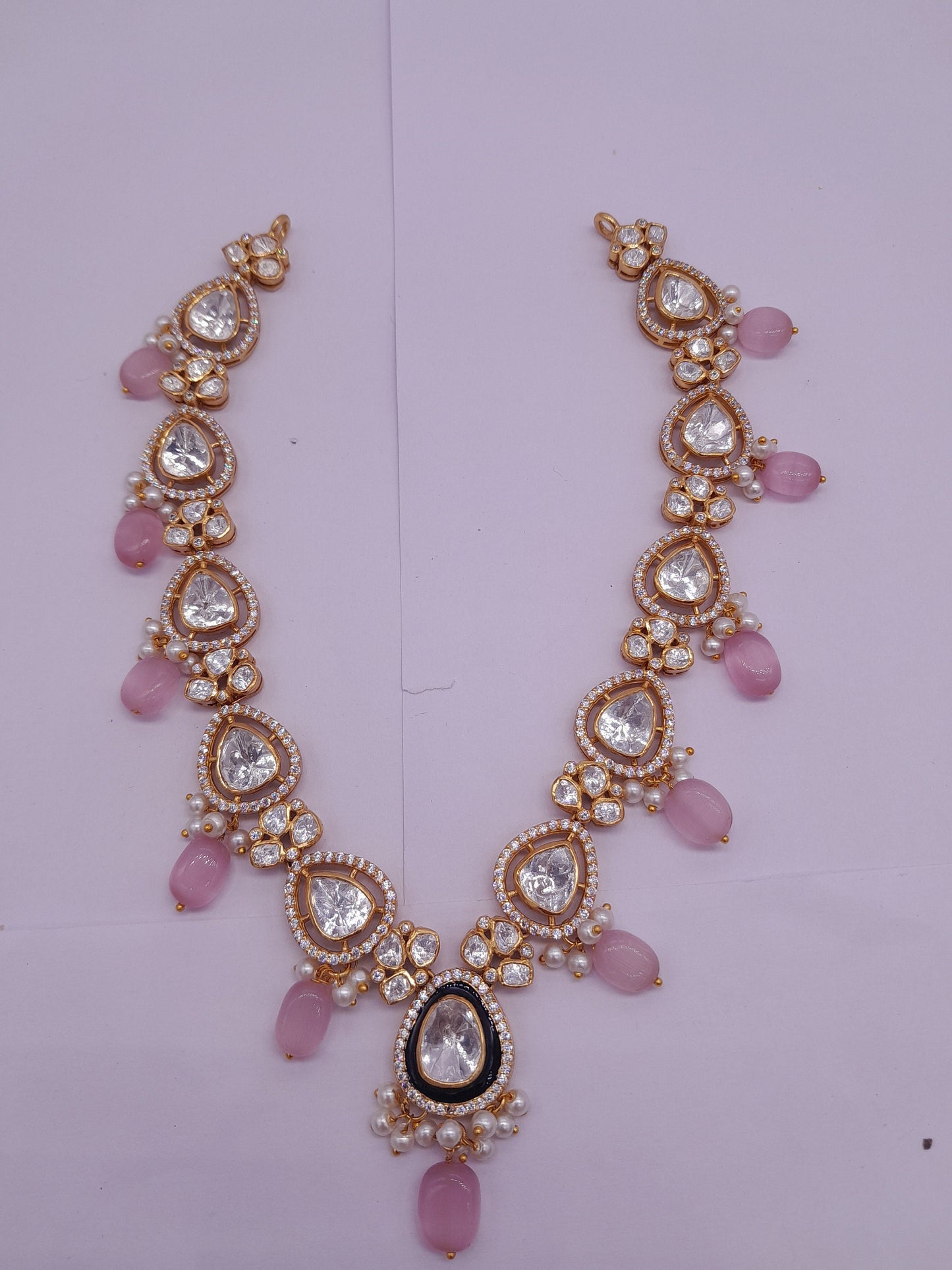 Silver Moissanite Polki Necklace, Indian Traditional Wedding Jewelry, Bridal Kundan Polki Necklace, Moissanite Necklace, Statement Necklace