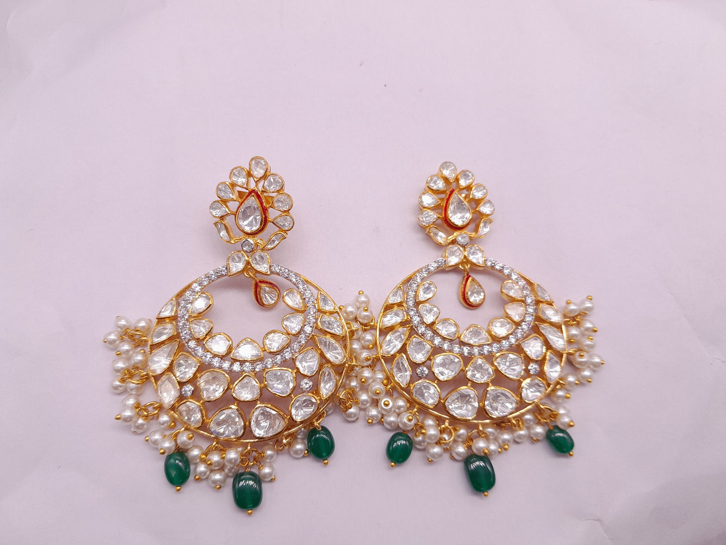 Silver Moissanite Polki Earring, Moissanite Kundan Earring, 925 Silver Earring, Bridal Jewelery, Traditional Jewelery, Statement Earring