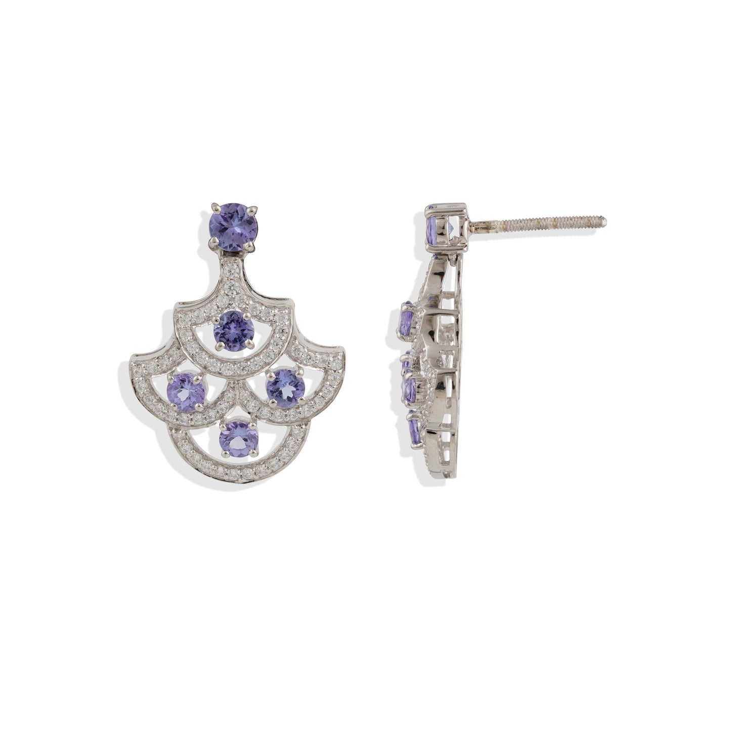 Lab made Light Blue Sapphire Dangle Drop Earrings