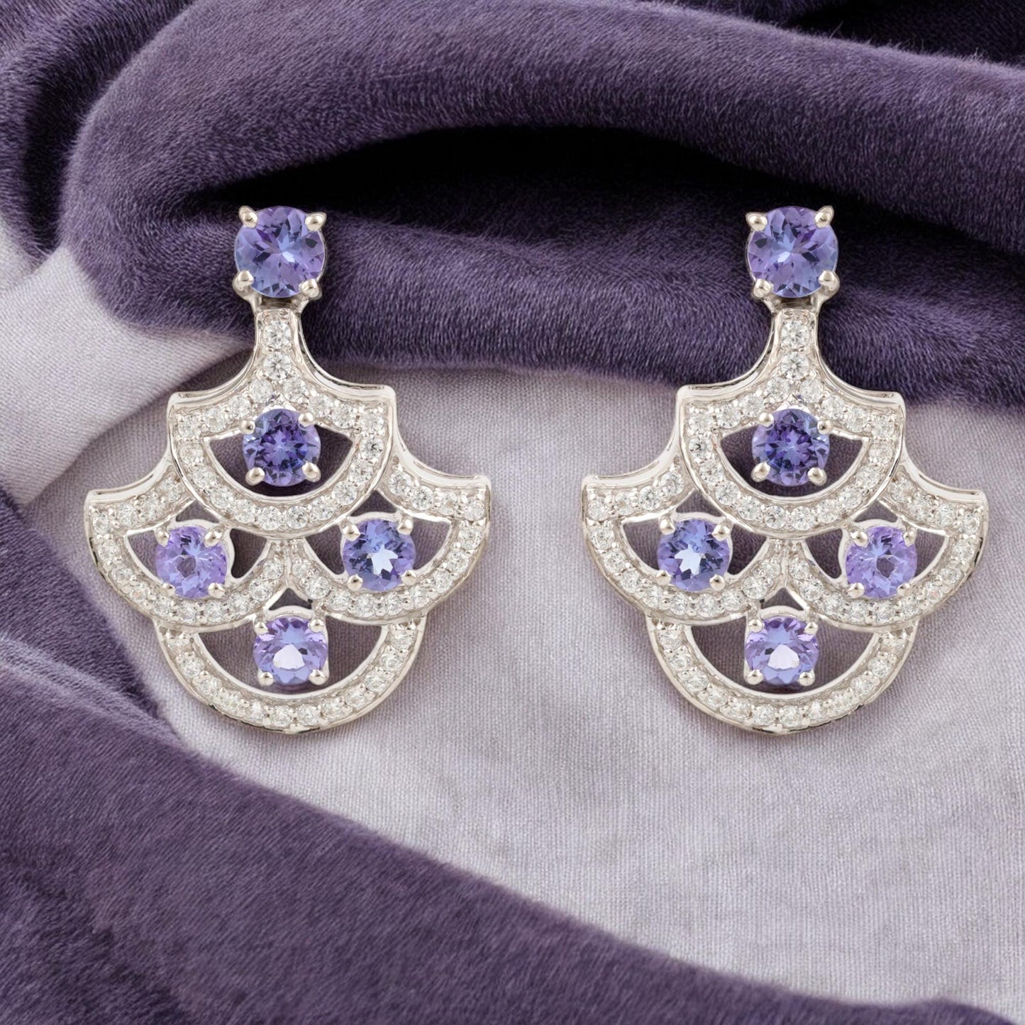 Lab made Light Blue Sapphire Dangle Drop Earrings