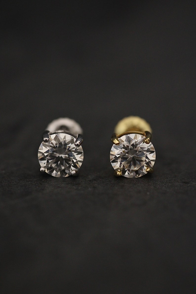 GRA Certified Moissanite Stud Earrings | 925 Sterling Silver Round Cut | Real Moissanite Earrings | Diamond Alternative | Dainty Minimalist Earrings | Perfect Gift | Trending Jewelry