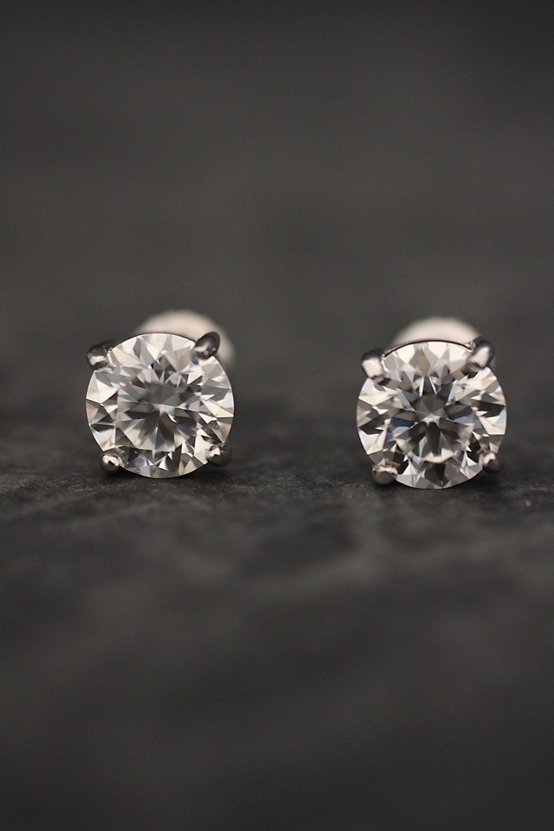 GRA Certified Moissanite Stud Earrings | 925 Sterling Silver Round Cut | Real Moissanite Earrings | Diamond Alternative | Dainty Minimalist Earrings | Perfect Gift | Trending Jewelry