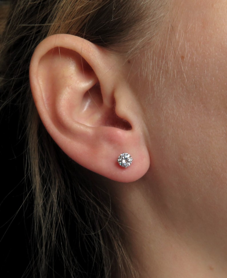 GRA Certified Moissanite Stud Earrings | 925 Sterling Silver Round Cut | Real Moissanite Earrings | Diamond Alternative | Dainty Minimalist Earrings | Perfect Gift | Trending Jewelry