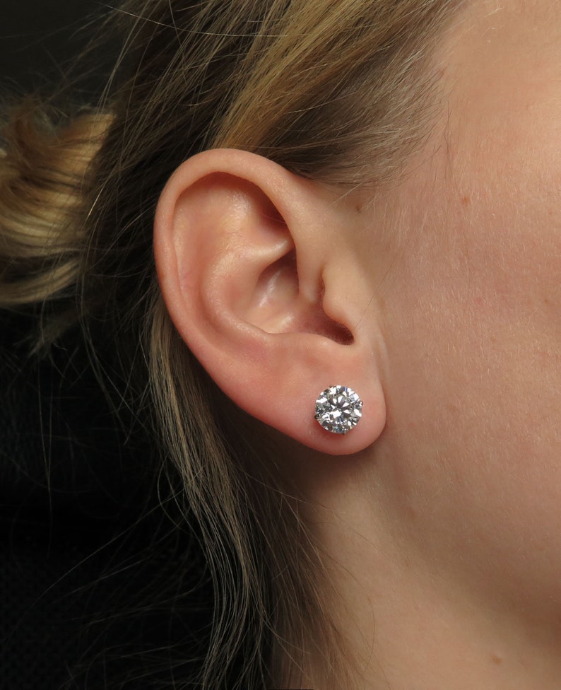 GRA Certified Moissanite Stud Earrings | 925 Sterling Silver Round Cut | Real Moissanite Earrings | Diamond Alternative | Dainty Minimalist Earrings | Perfect Gift | Trending Jewelry