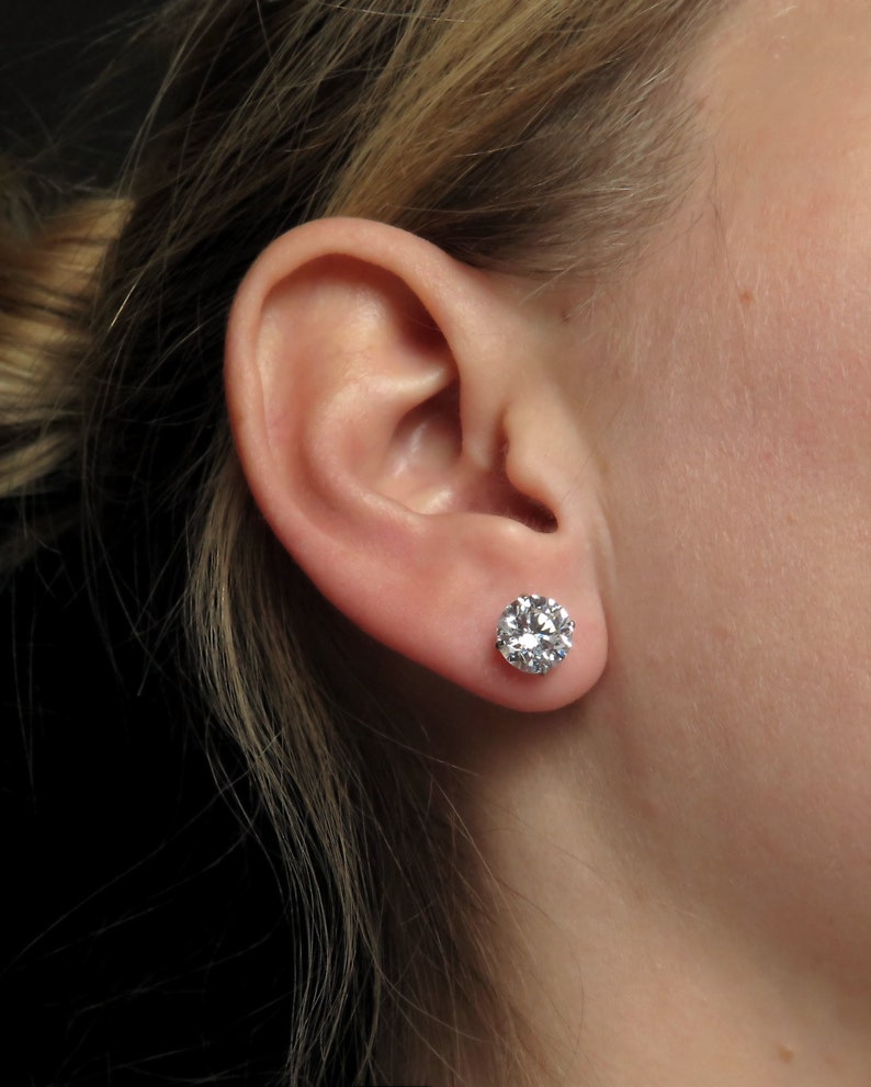 GRA Certified Moissanite Stud Earrings | 925 Sterling Silver Round Cut | Real Moissanite Earrings | Diamond Alternative | Dainty Minimalist Earrings | Perfect Gift | Trending Jewelry