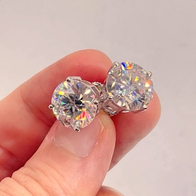 GRA Certified Moissanite Stud Earrings | 925 Sterling Silver Round Cut | Real Moissanite Earrings | Diamond Alternative | Dainty Minimalist Earrings | Perfect Gift | Trending Jewelry